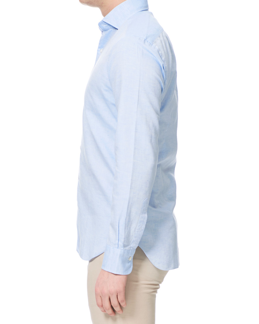 Heren | Overhemden | Barba Napoli | Dandylife Slim Fit Cotton/Linen Shirt Blue