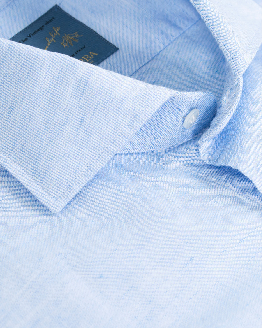 Heren | Overhemden | Barba Napoli | Dandylife Slim Fit Cotton/Linen Shirt Blue