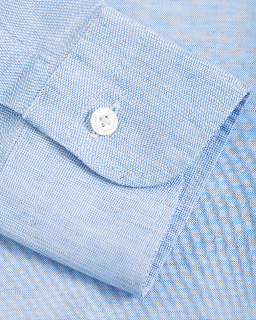 Heren | Overhemden | Barba Napoli | Dandylife Slim Fit Cotton/Linen Shirt Blue