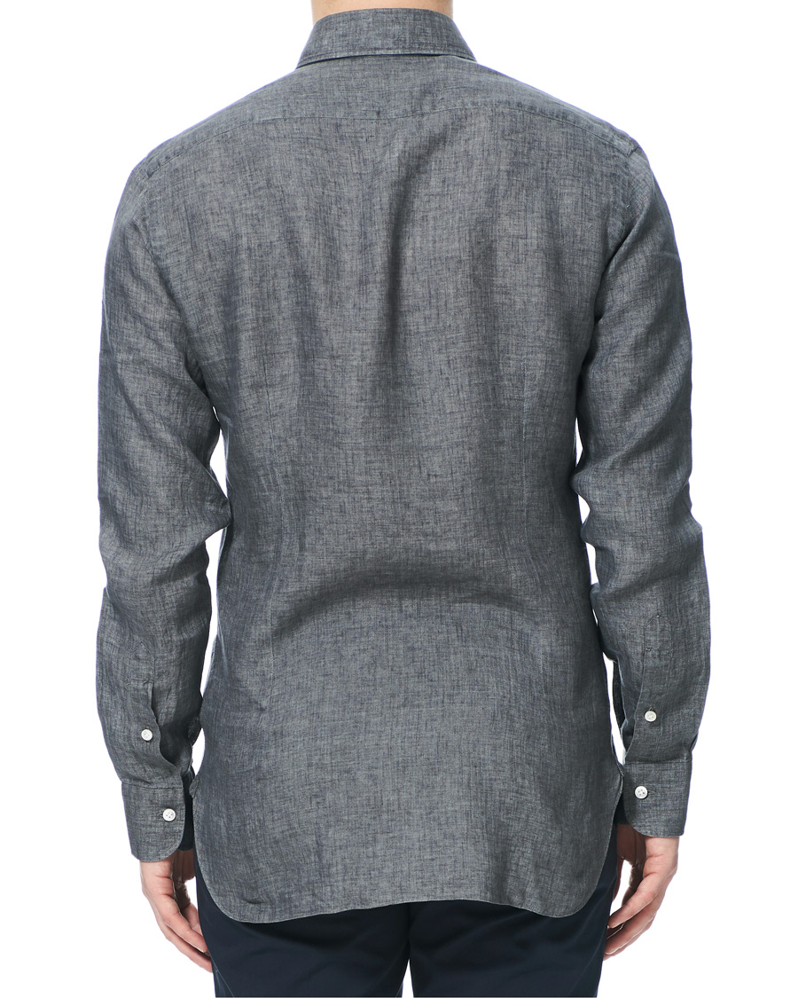 Heren | Overhemden | Barba Napoli | Culto Slim Fit Linen Shirt Dark Grey