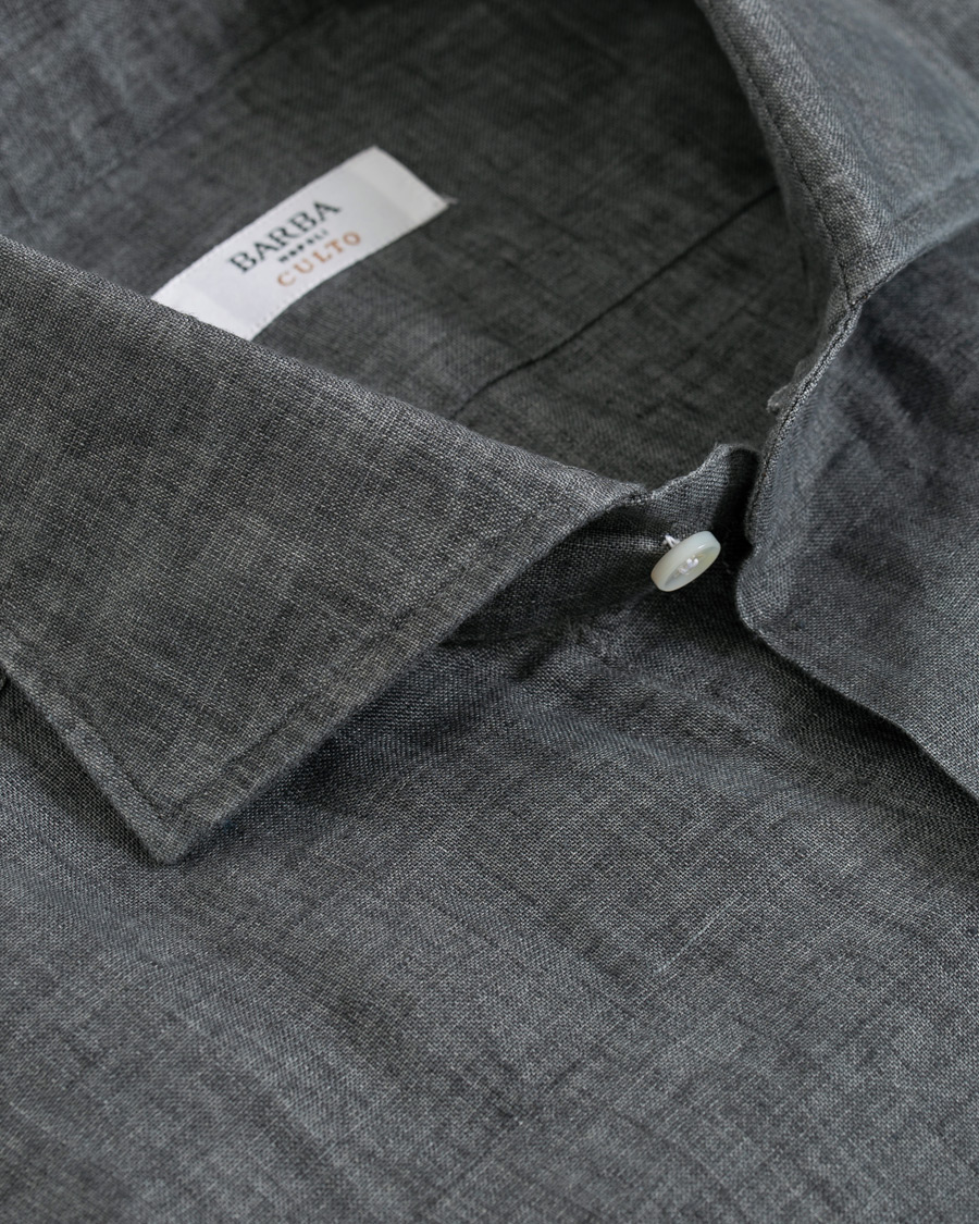 Heren | Overhemden | Barba Napoli | Culto Slim Fit Linen Shirt Dark Grey