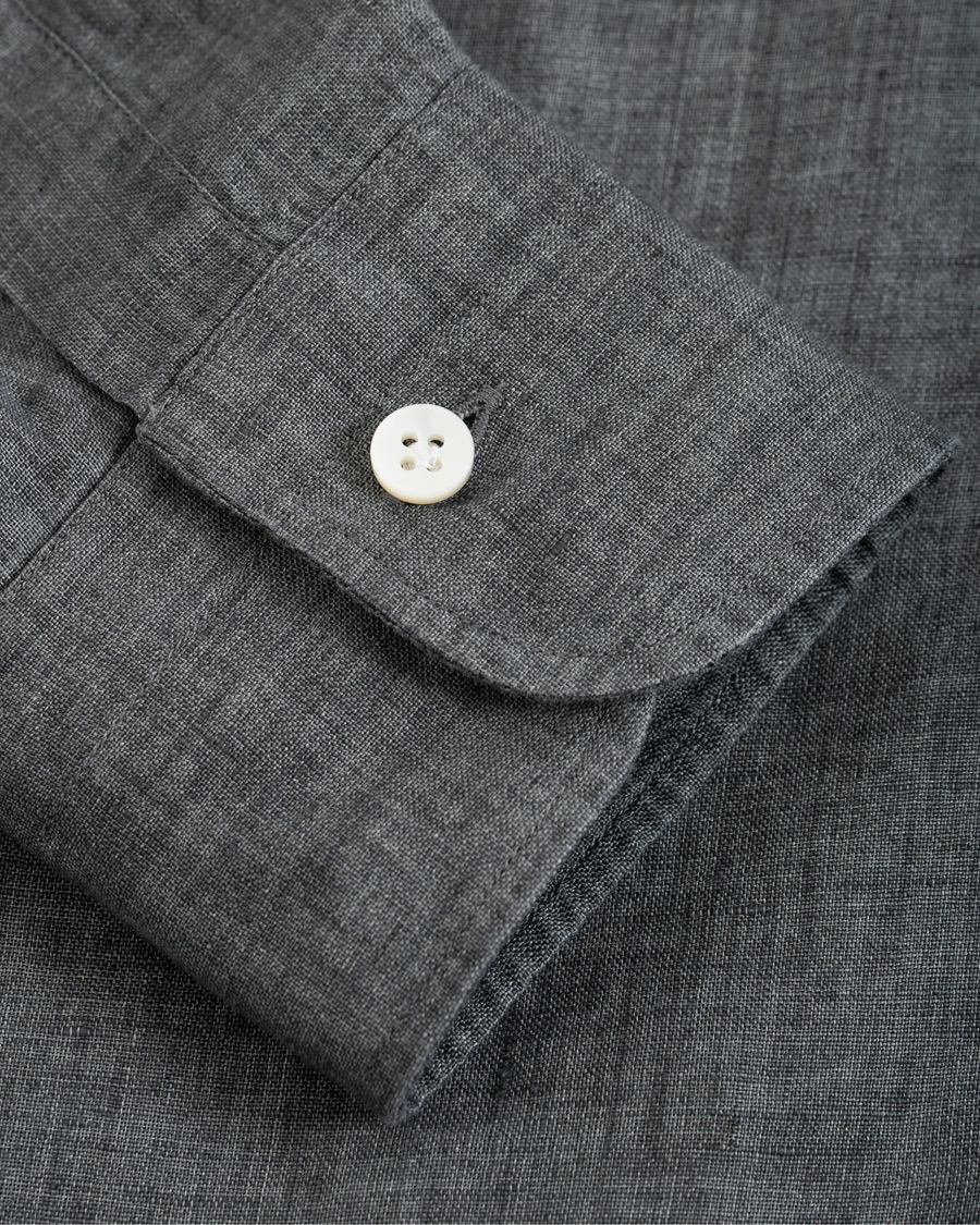Heren | Overhemden | Barba Napoli | Culto Slim Fit Linen Shirt Dark Grey