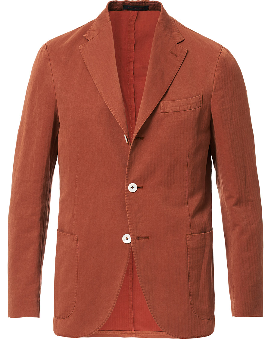 Heren | Blazers | The Gigi | Linen Herringbone Blazer Orange