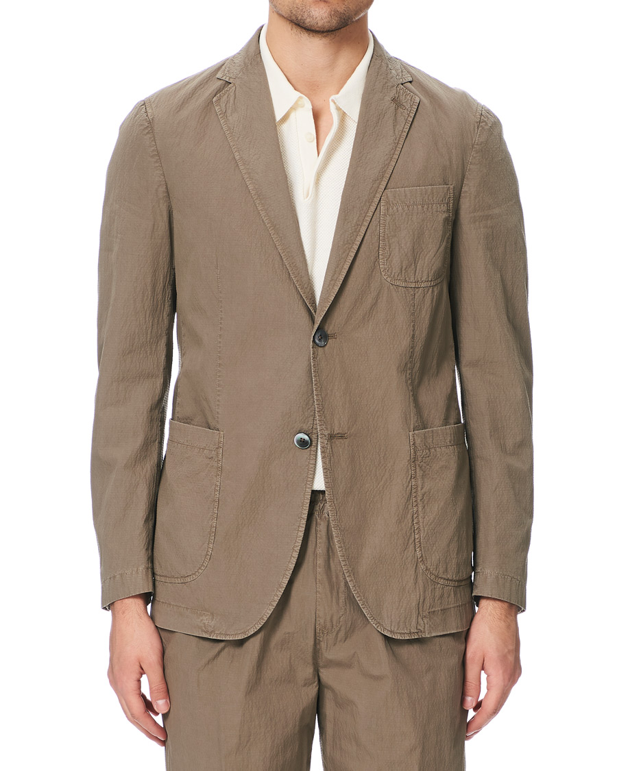 Heren | Blazers | The Gigi | Soft Seersucker Blazer Olive