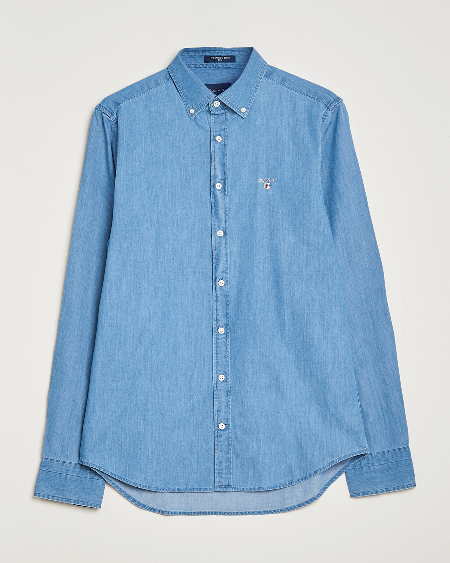 Heren | Overhemden | Gant | Slim Fit Indigo Shirt Semi Light Blue