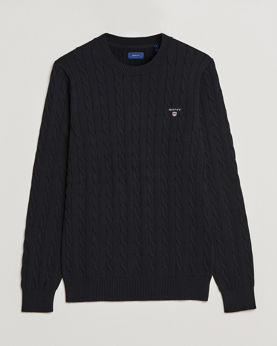 Heren | Truien | GANT | Cotton Cable Crew Neck Pullover Black