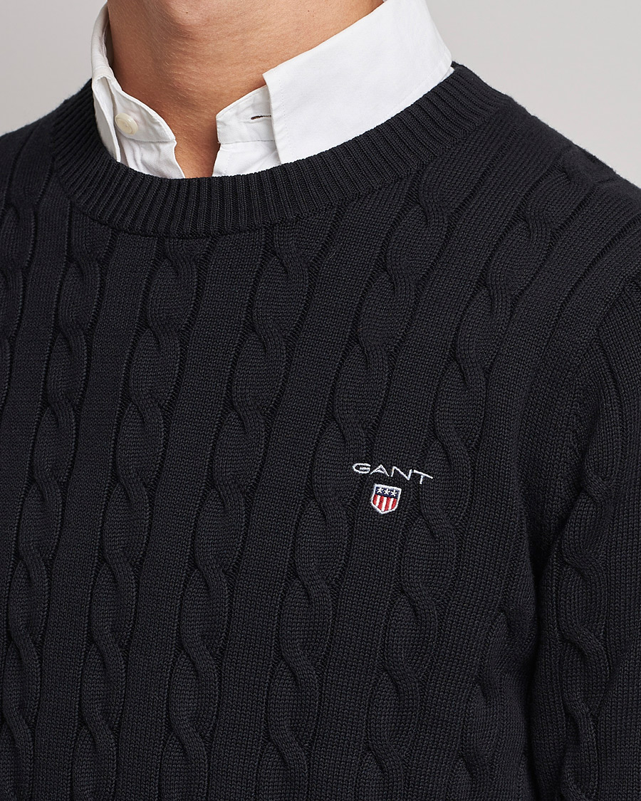 Heren | Truien | GANT | Cotton Cable Crew Neck Pullover Black