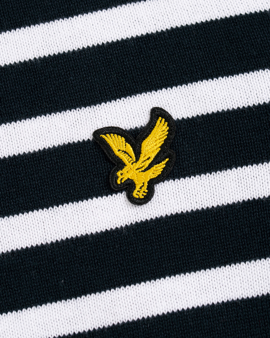 Heren | Truien | Lyle & Scott | Breton Stripe Crew Neck Pullover Dark Navy/White