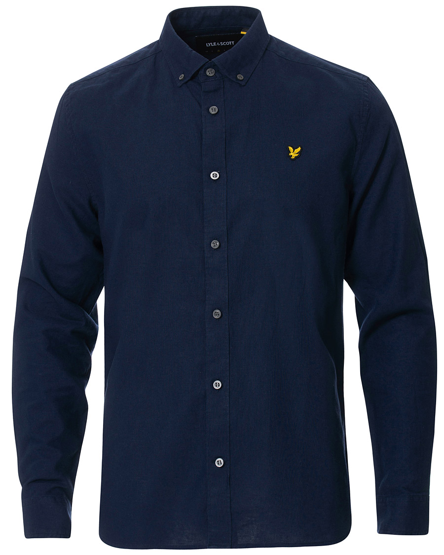 Heren | Overhemden | Lyle & Scott | Linen/Cotton Shirt Navy