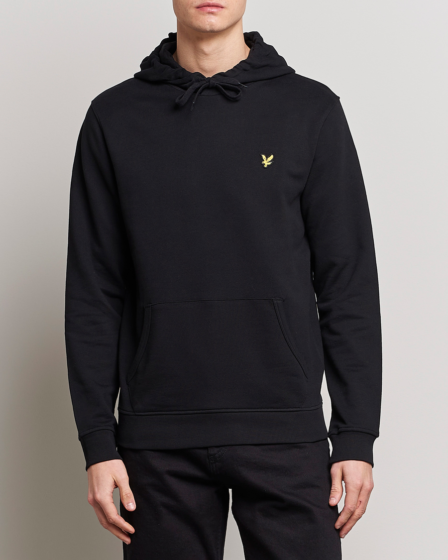 Men | Hooded Sweatshirts | Lyle & Scott | Organic Cotton Pullover Hoodie Jet Black