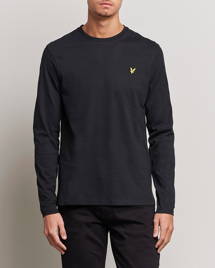 Heren | Zwarte T-shirts | Lyle & Scott | Long Sleeve Crew Neck T-Shirt Jet Black
