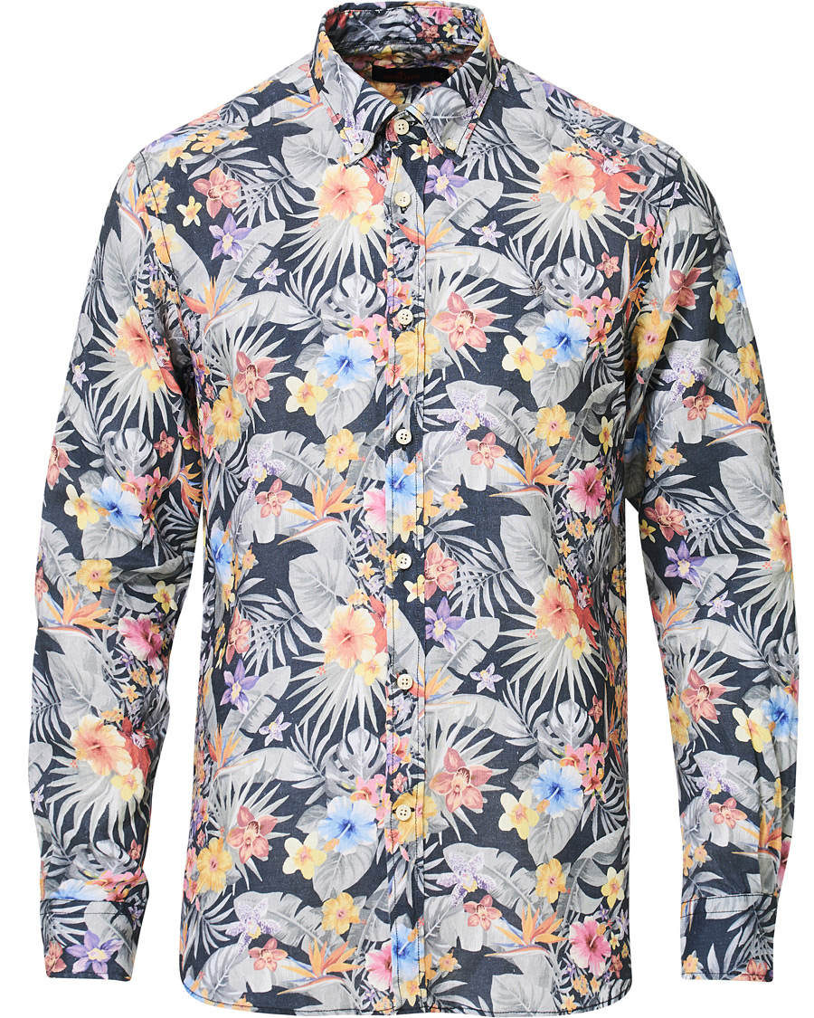 Heren | Overhemden | Morris | Harvey Printed Flower Button Down Shirt Navy