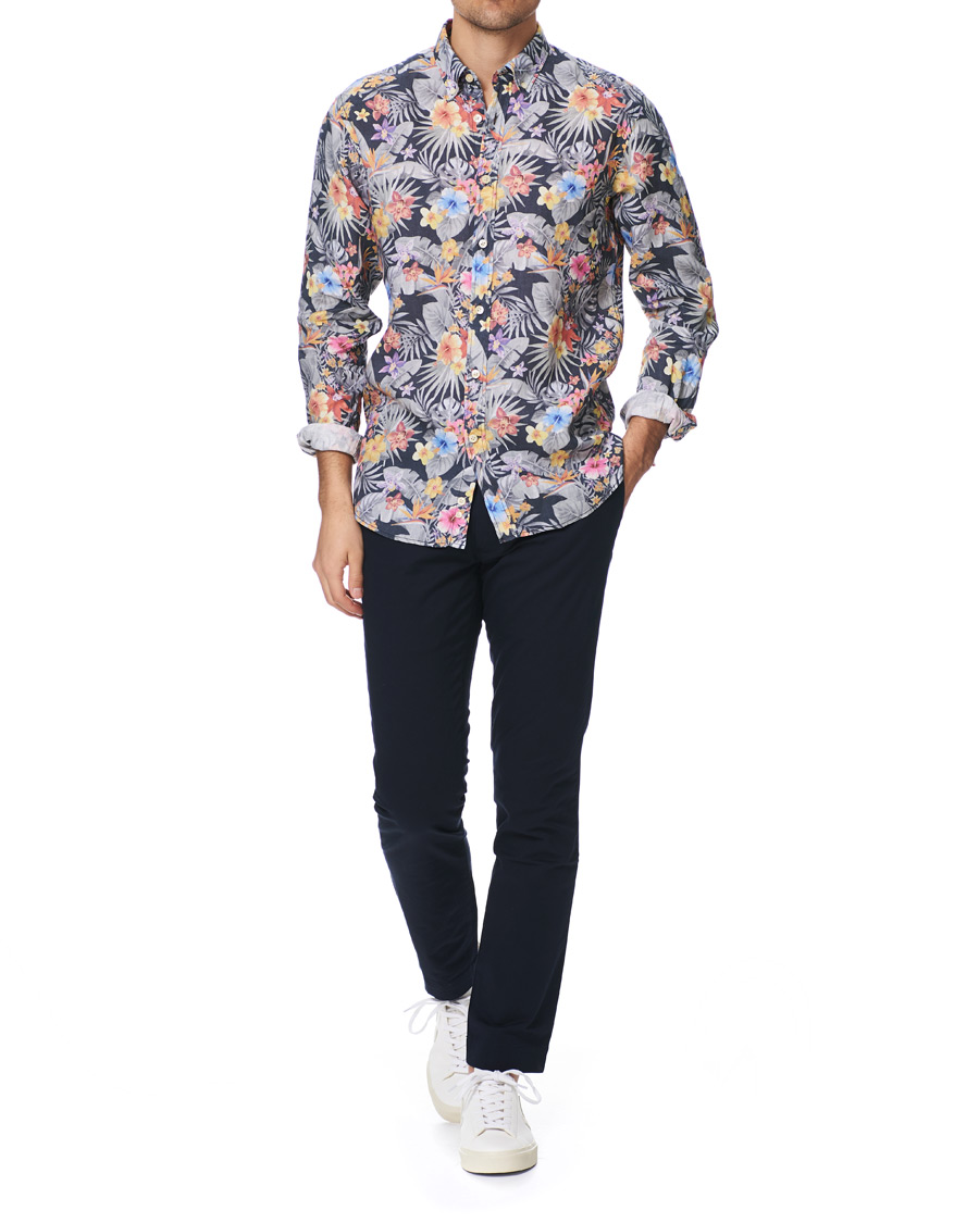 Heren | Overhemden | Morris | Harvey Printed Flower Button Down Shirt Navy