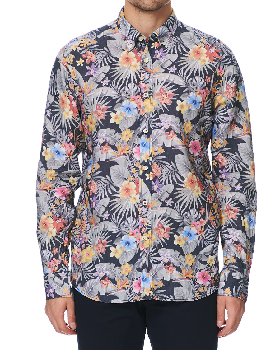 Heren | Overhemden | Morris | Harvey Printed Flower Button Down Shirt Navy