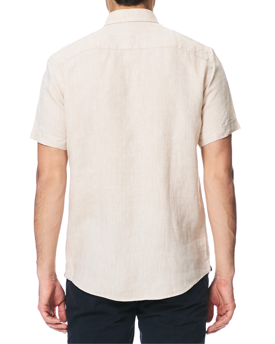 Heren | Overhemden | Morris | Douglas Short Sleeve Linen Shirt Khaki