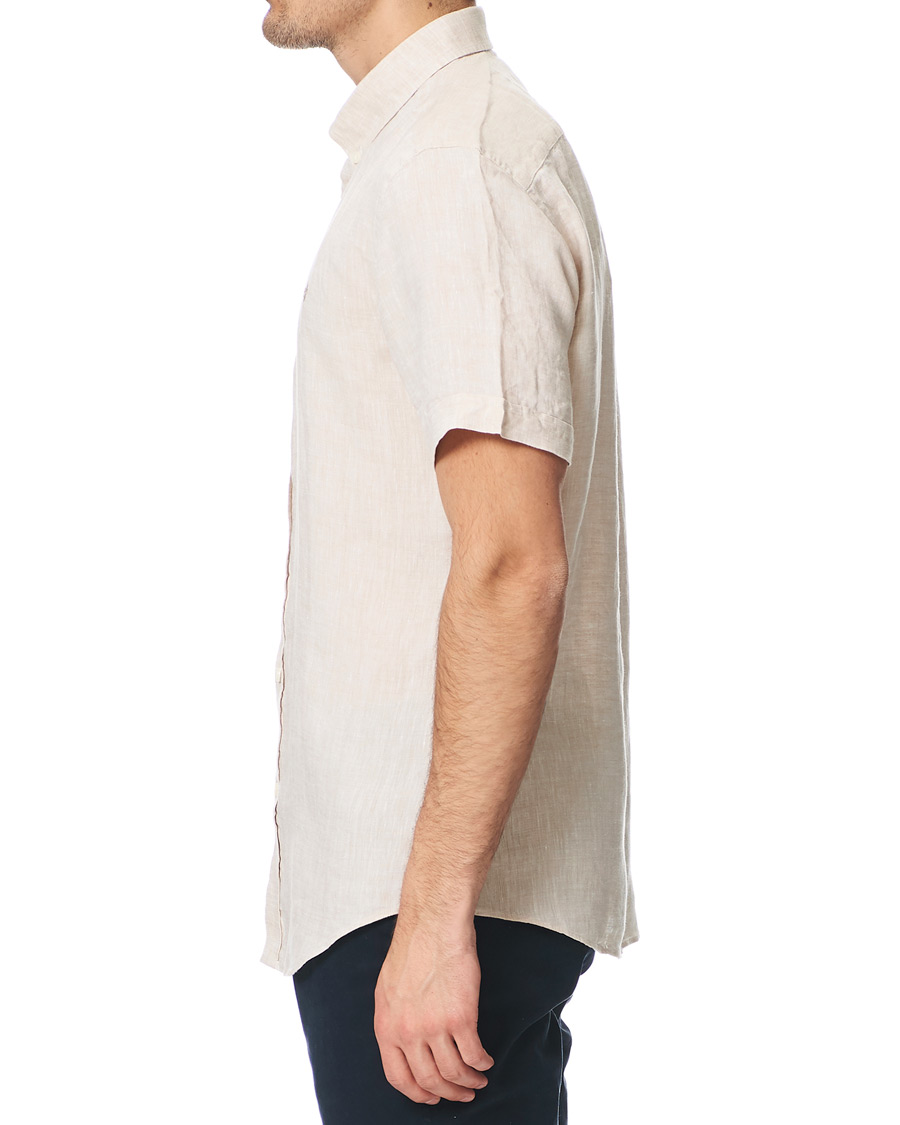 Heren | Overhemden | Morris | Douglas Short Sleeve Linen Shirt Khaki