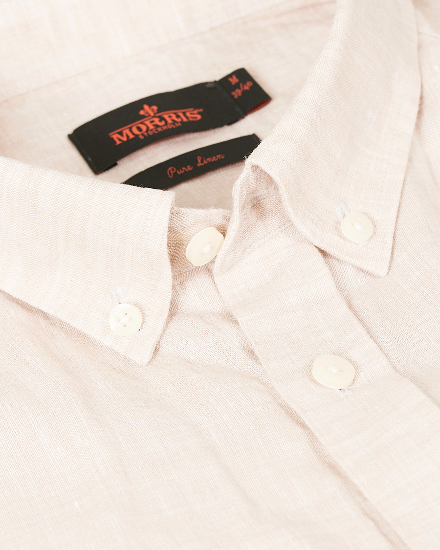 Heren | Overhemden | Morris | Douglas Short Sleeve Linen Shirt Khaki