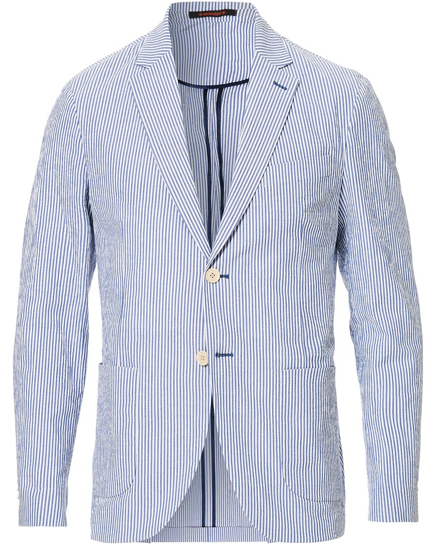 Heren | Blazers | Morris | Resort Striped Seersucker Balzer Blue/White