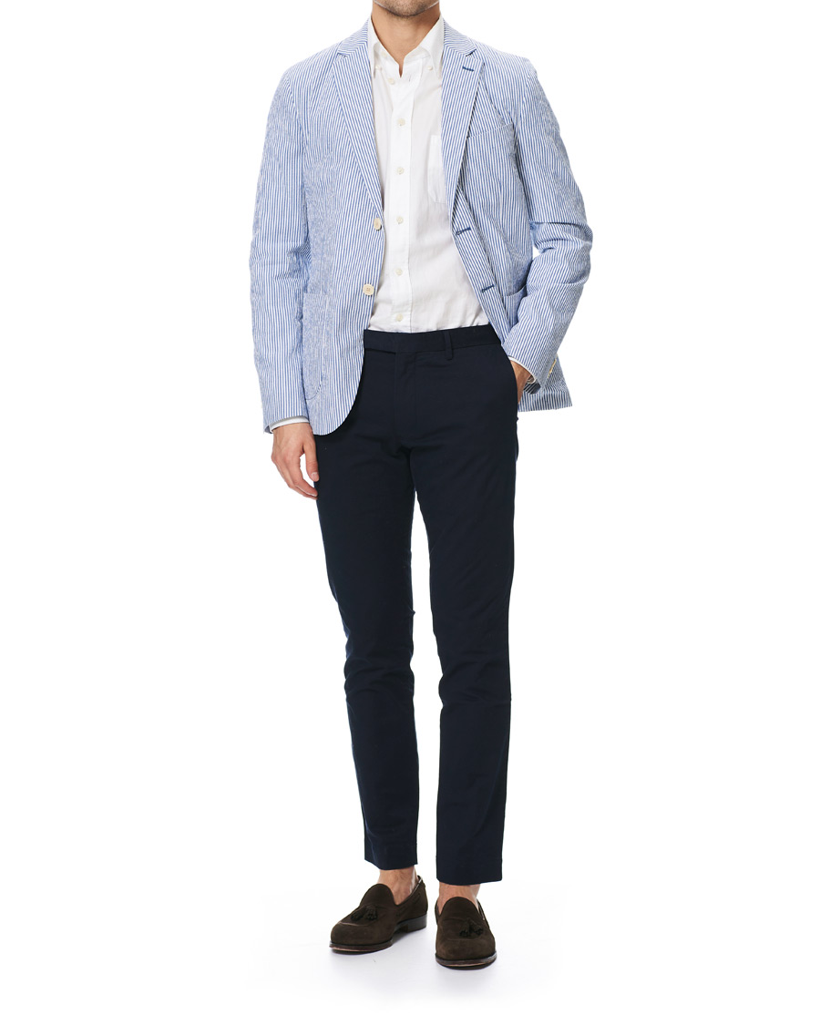 Heren | Blazers | Morris | Resort Striped Seersucker Balzer Blue/White