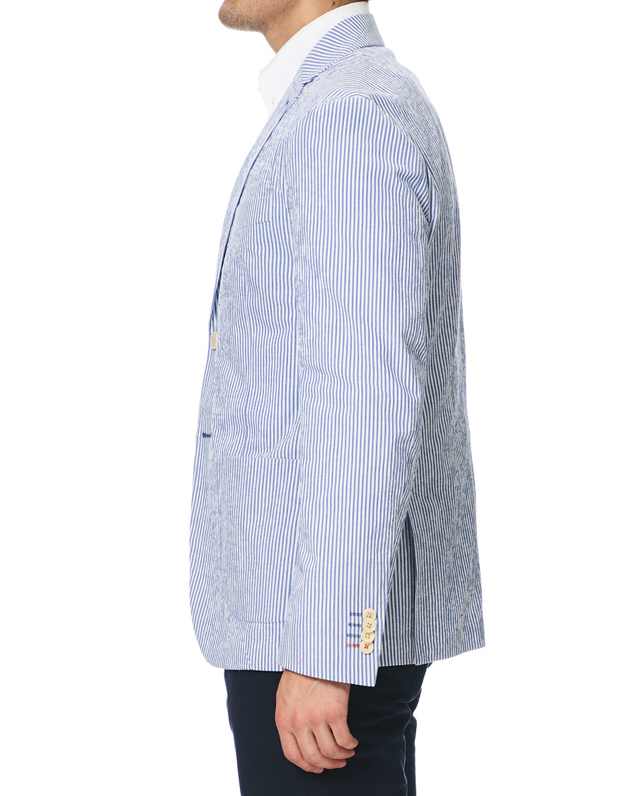 Heren | Blazers | Morris | Resort Striped Seersucker Balzer Blue/White