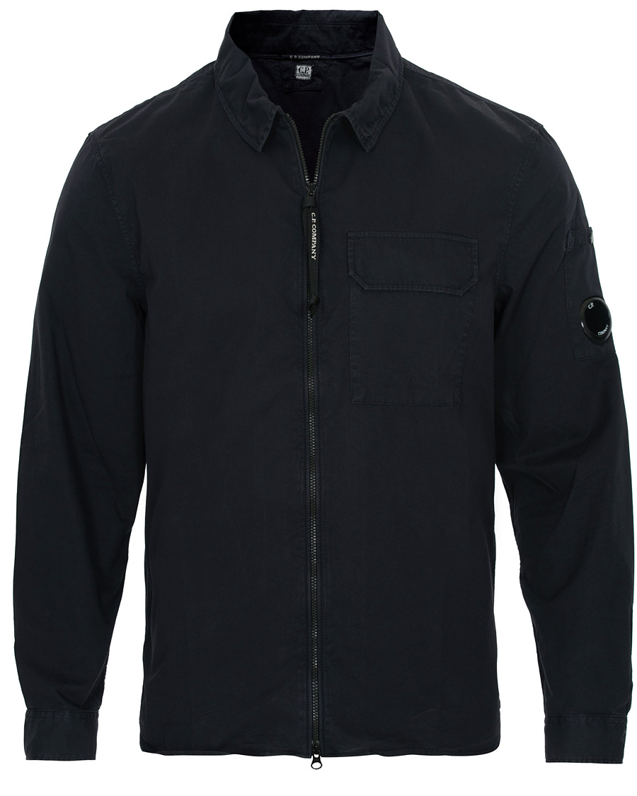 Heren | Overhemden | C.P. Company | Garment Dyed Gabardine Zip Shirt Jacket Eclipse