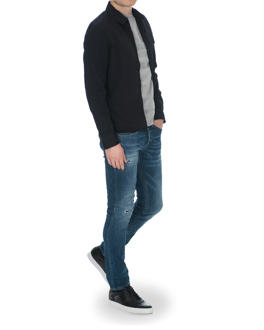 Heren | Overhemden | C.P. Company | Garment Dyed Gabardine Zip Shirt Jacket Eclipse