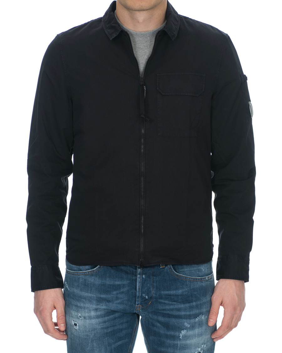 Heren | Overhemden | C.P. Company | Garment Dyed Gabardine Zip Shirt Jacket Eclipse