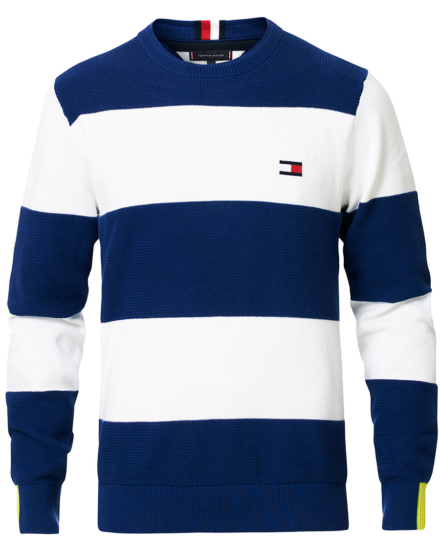 Heren | Truien | Tommy Hilfiger | Neon Tipped Stripe Knitted Crew Neck Blue Ink