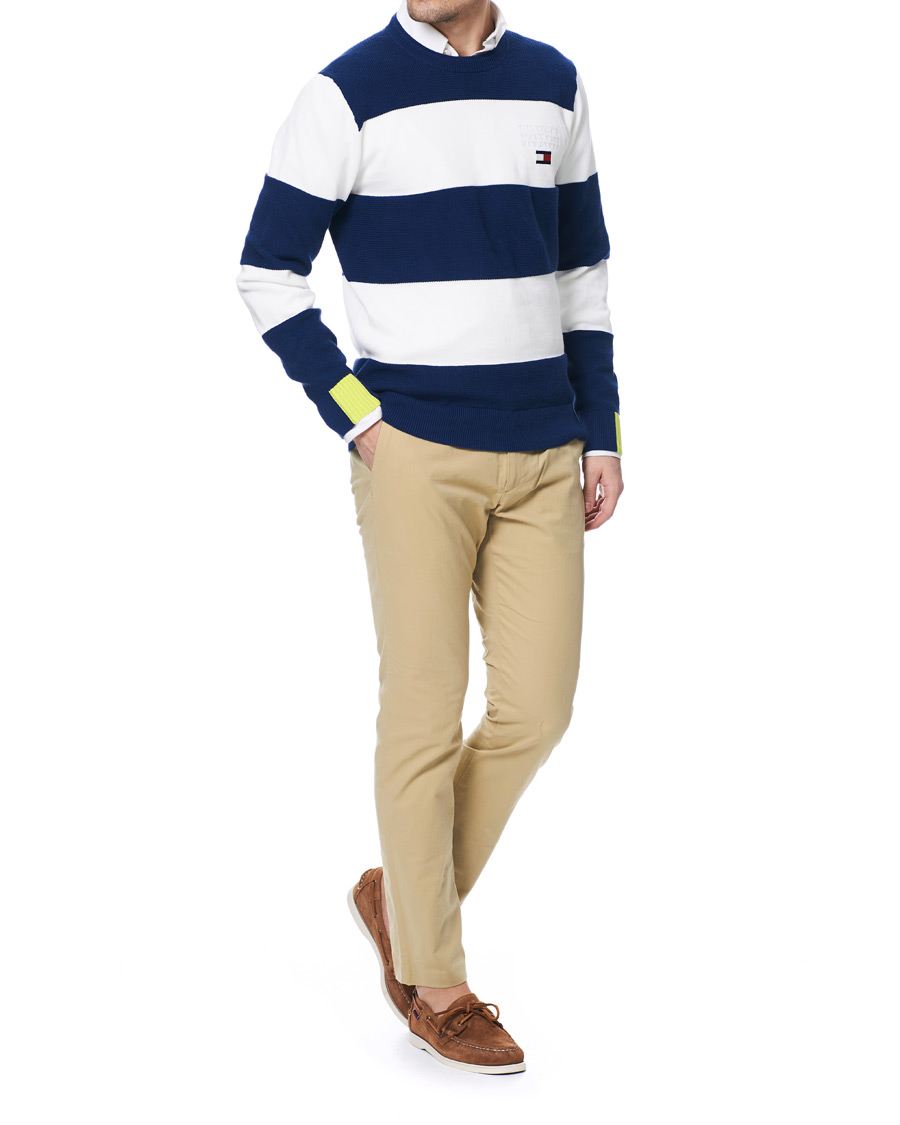 Heren | Truien | Tommy Hilfiger | Neon Tipped Stripe Knitted Crew Neck Blue Ink