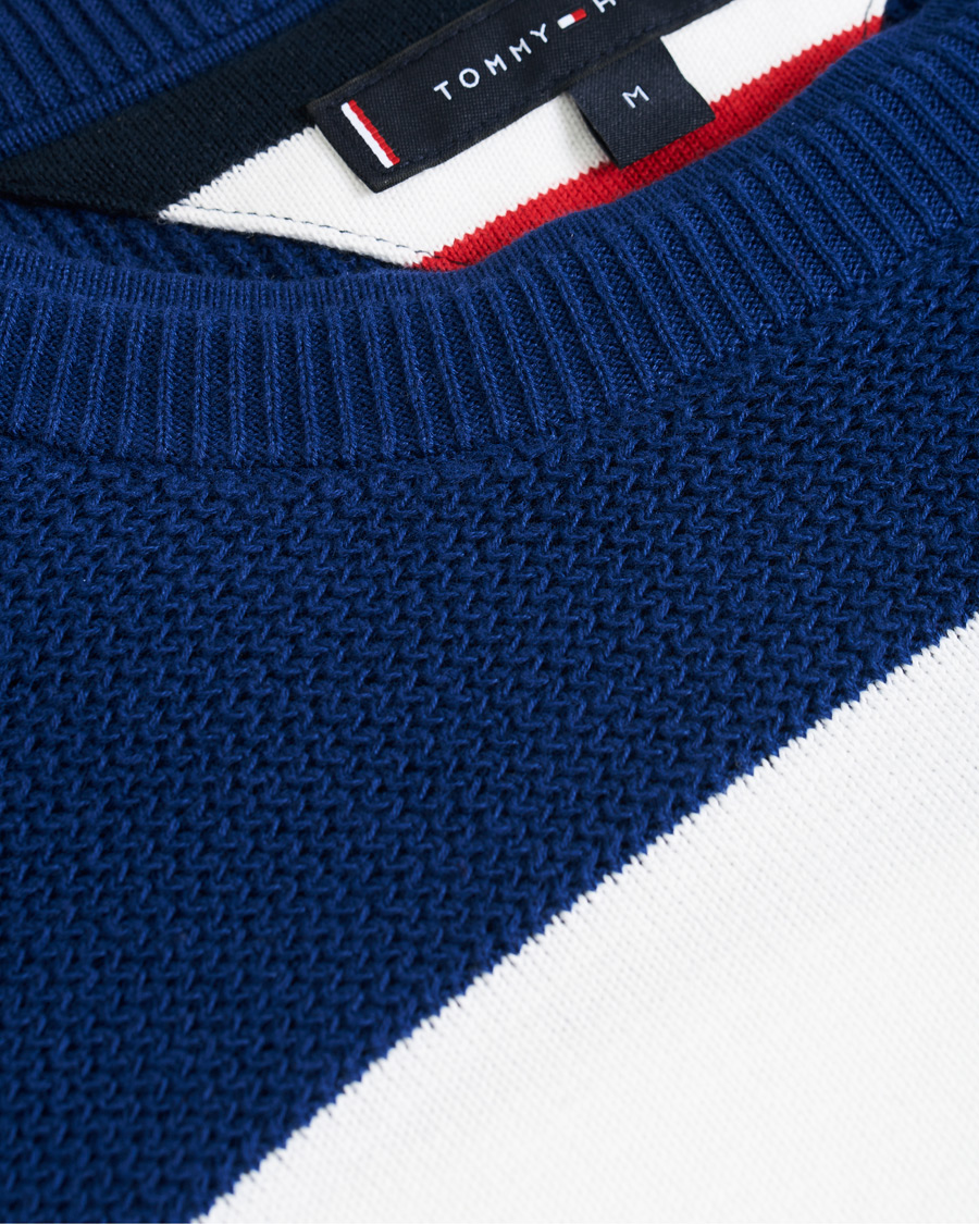 Heren | Truien | Tommy Hilfiger | Neon Tipped Stripe Knitted Crew Neck Blue Ink