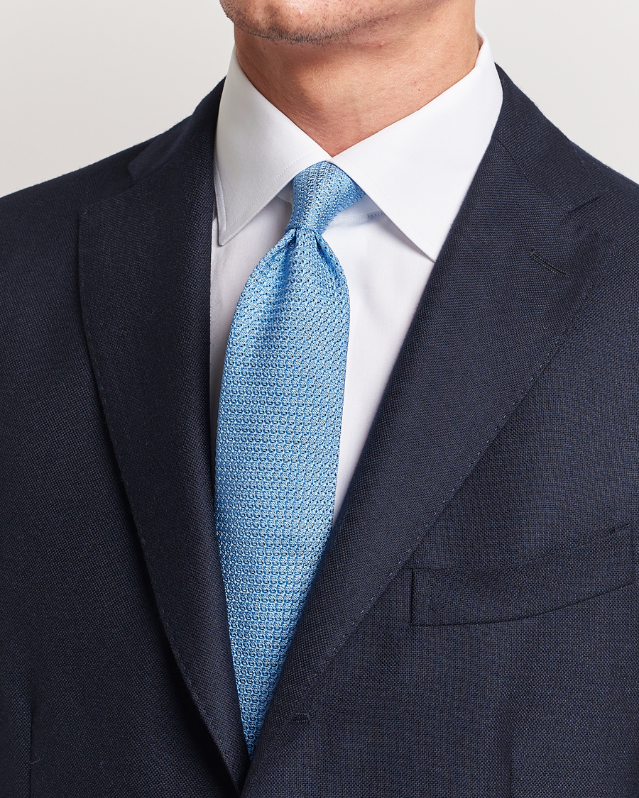 Men | Ties | Amanda Christensen | Silk Grenadine 8 cm Tie Sky Blue