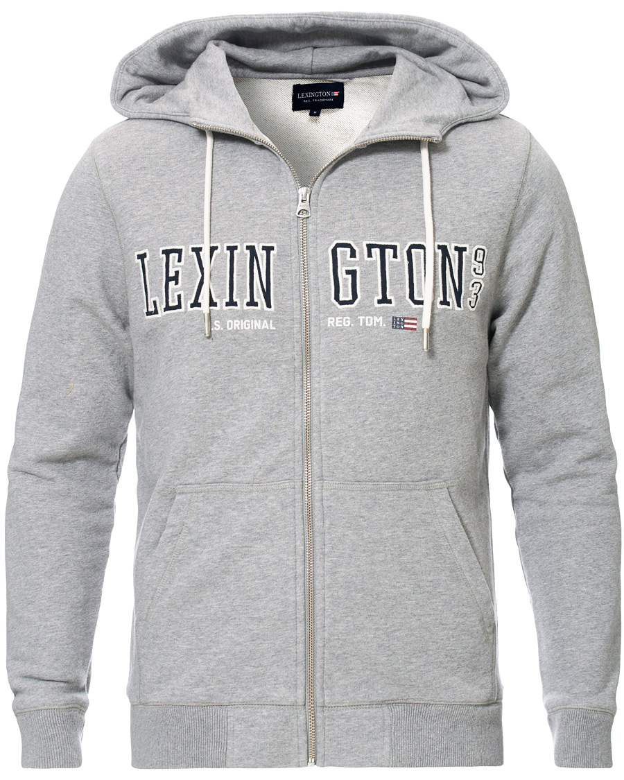Heren | Truien | Lexington | Michael Full Zip Logo Hoodie Grey Melange