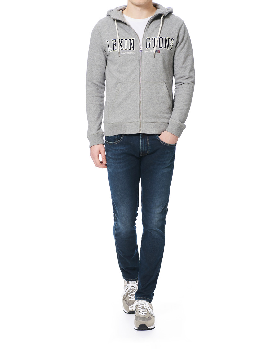 Heren | Truien | Lexington | Michael Full Zip Logo Hoodie Grey Melange
