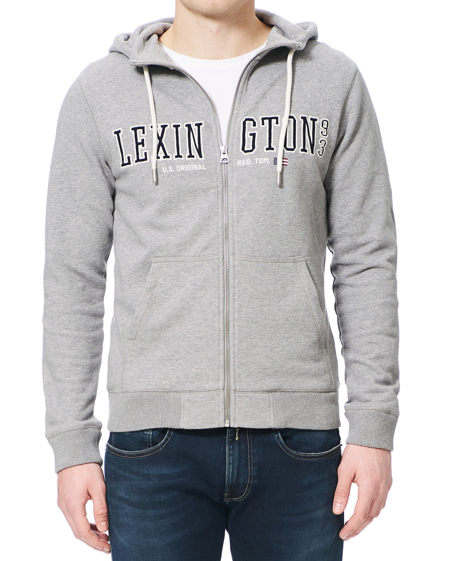 Heren | Truien | Lexington | Michael Full Zip Logo Hoodie Grey Melange