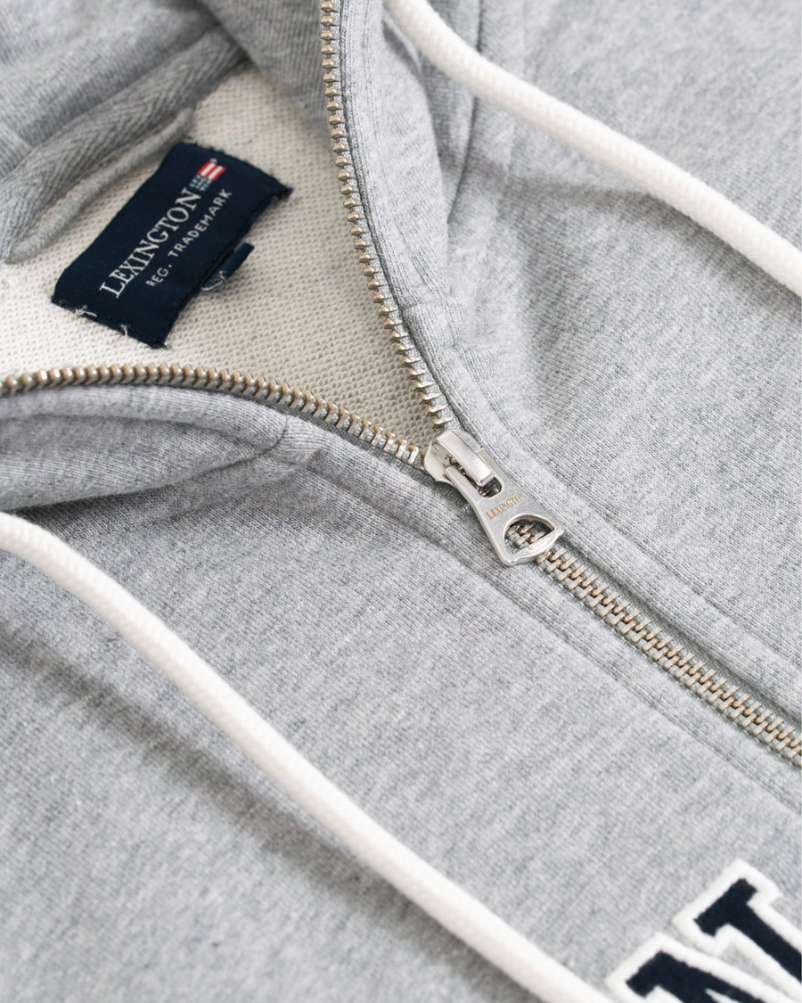 Heren | Truien | Lexington | Michael Full Zip Logo Hoodie Grey Melange