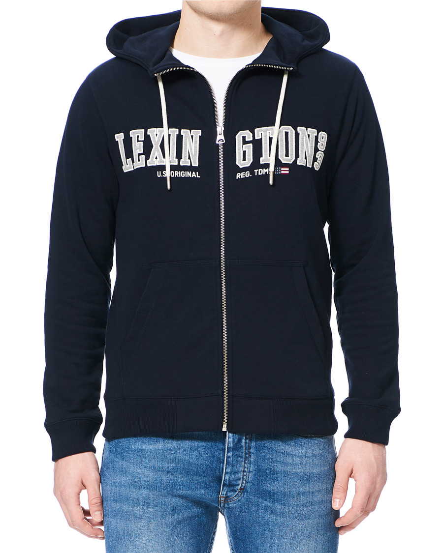 Heren | Truien | Lexington | Michael Full Zip Logo Hoodie Dark Blue