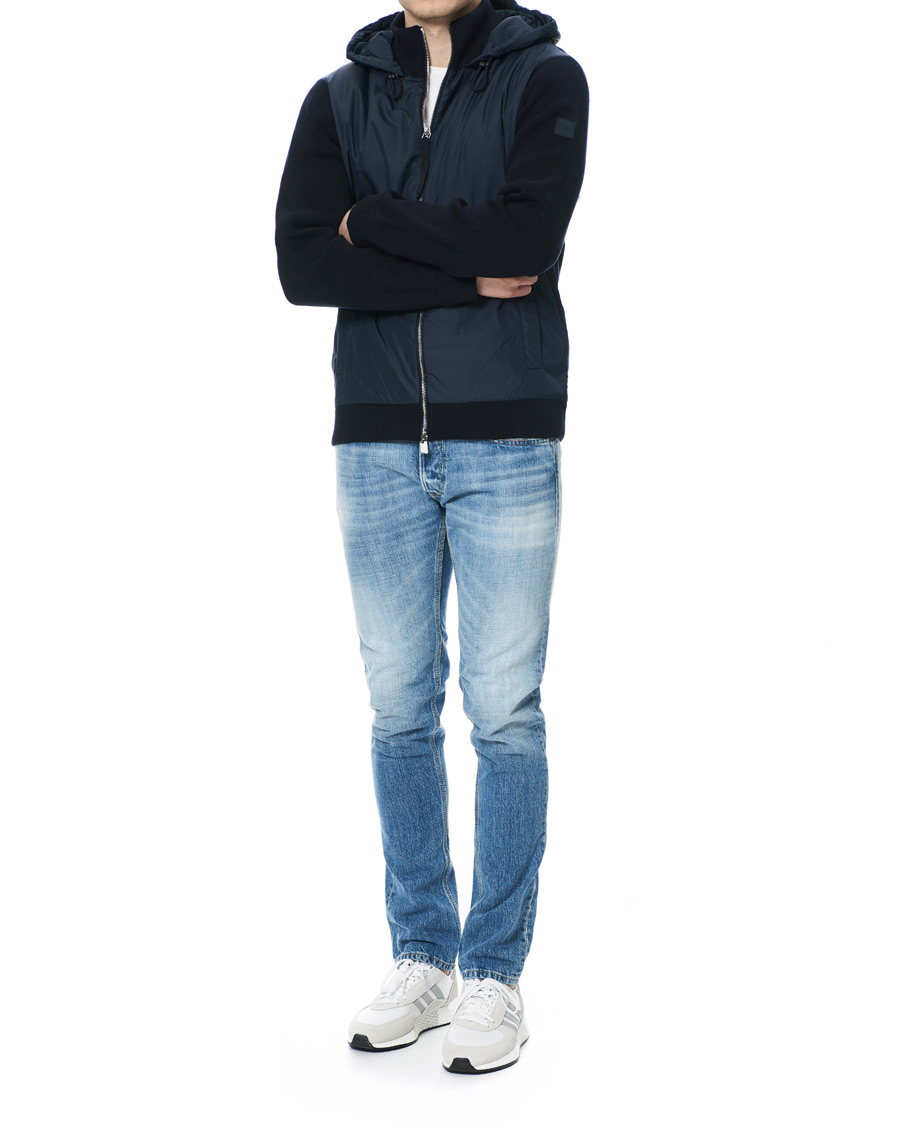 Heren | Jassen | BOSS BLACK | BOSS Ofabio Hybrid Knitted Full-Zip Hoodie Dark Blue