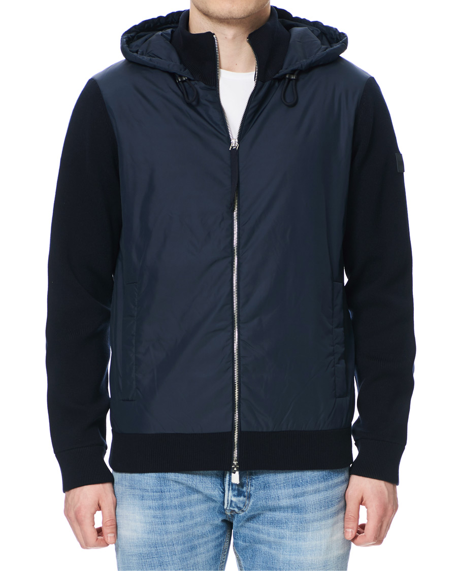 Heren | Jassen | BOSS BLACK | BOSS Ofabio Hybrid Knitted Full-Zip Hoodie Dark Blue