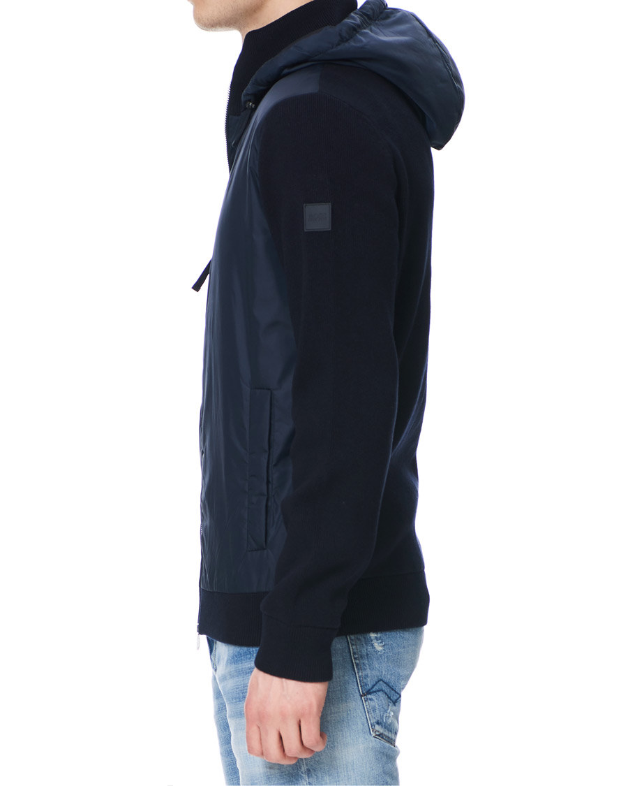 Heren | Jassen | BOSS BLACK | BOSS Ofabio Hybrid Knitted Full-Zip Hoodie Dark Blue