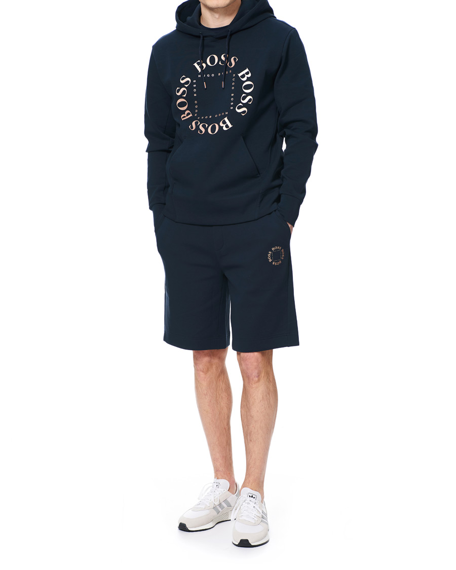 Heren | Korte broek | BOSS GREEN | BOSS Athleisure Halboa Circle Shorts Navy/Rosé Gold