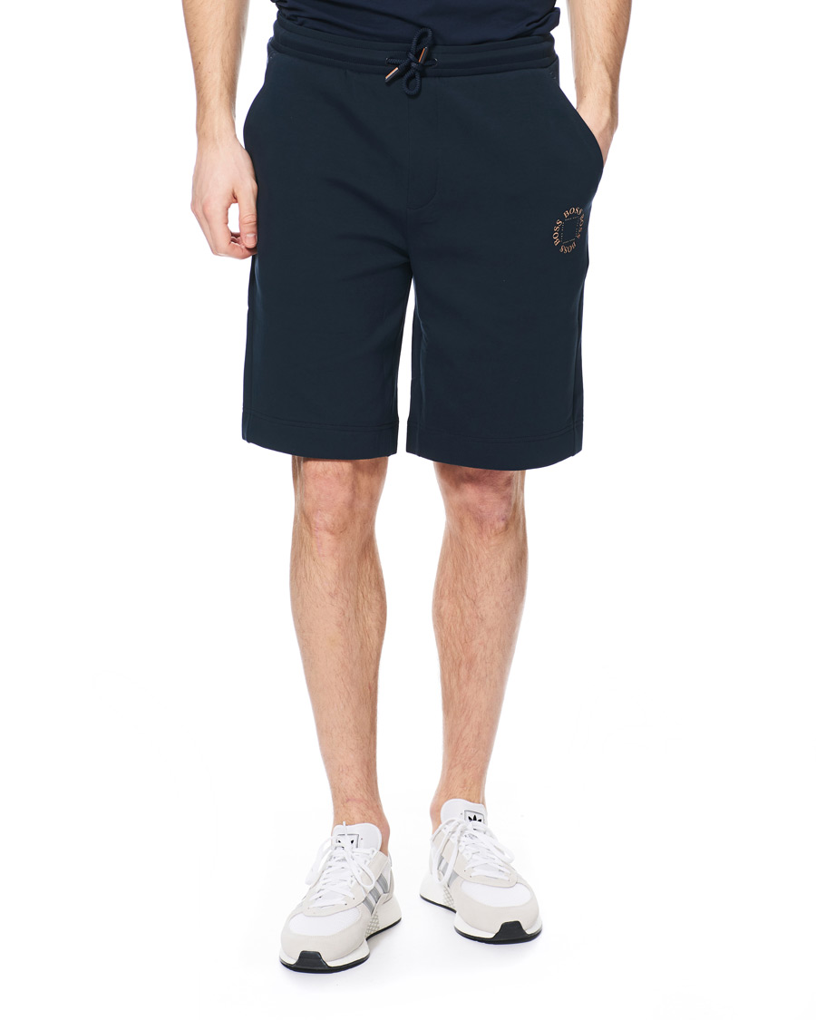 Heren | Korte broek | BOSS GREEN | BOSS Athleisure Halboa Circle Shorts Navy/Rosé Gold