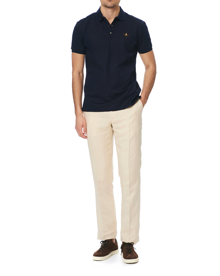 Heren | Broeken | Ralph Lauren Purple Label | Side-Adjuster Linen/Silk Trousers Beige