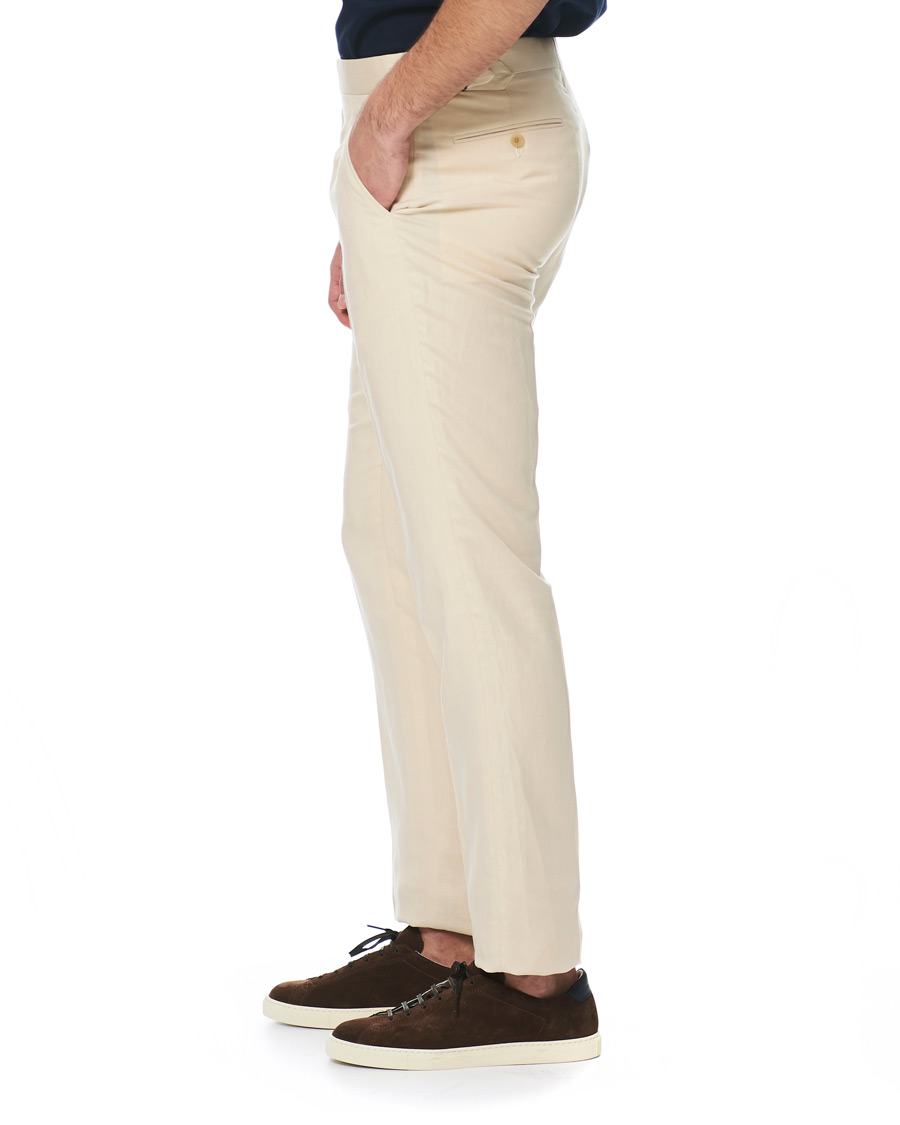 Heren | Broeken | Ralph Lauren Purple Label | Side-Adjuster Linen/Silk Trousers Beige
