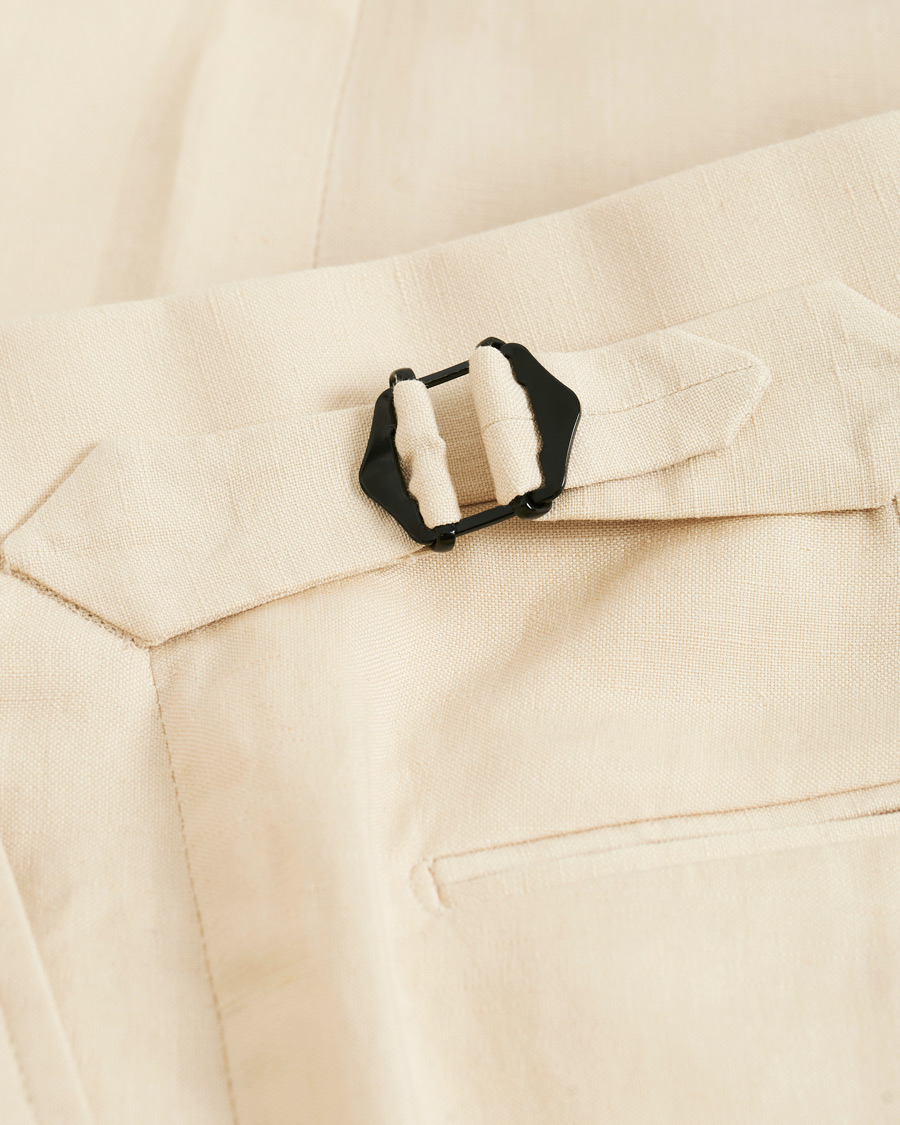 Heren | Broeken | Ralph Lauren Purple Label | Side-Adjuster Linen/Silk Trousers Beige