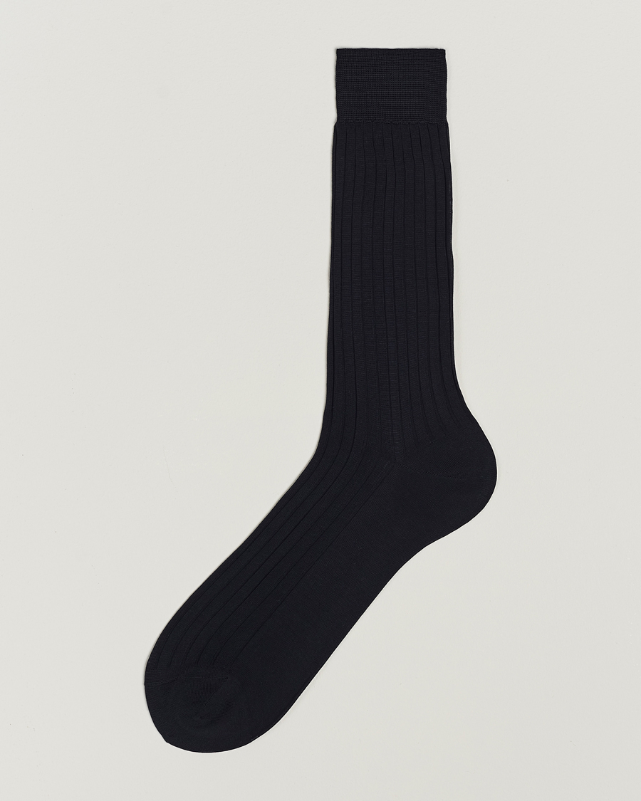 Heren |  | Bresciani | Cotton Ribbed Short Socks Navy