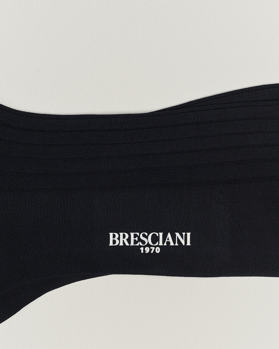 Heren | Ondergoed | Bresciani | Cotton Ribbed Short Socks Navy