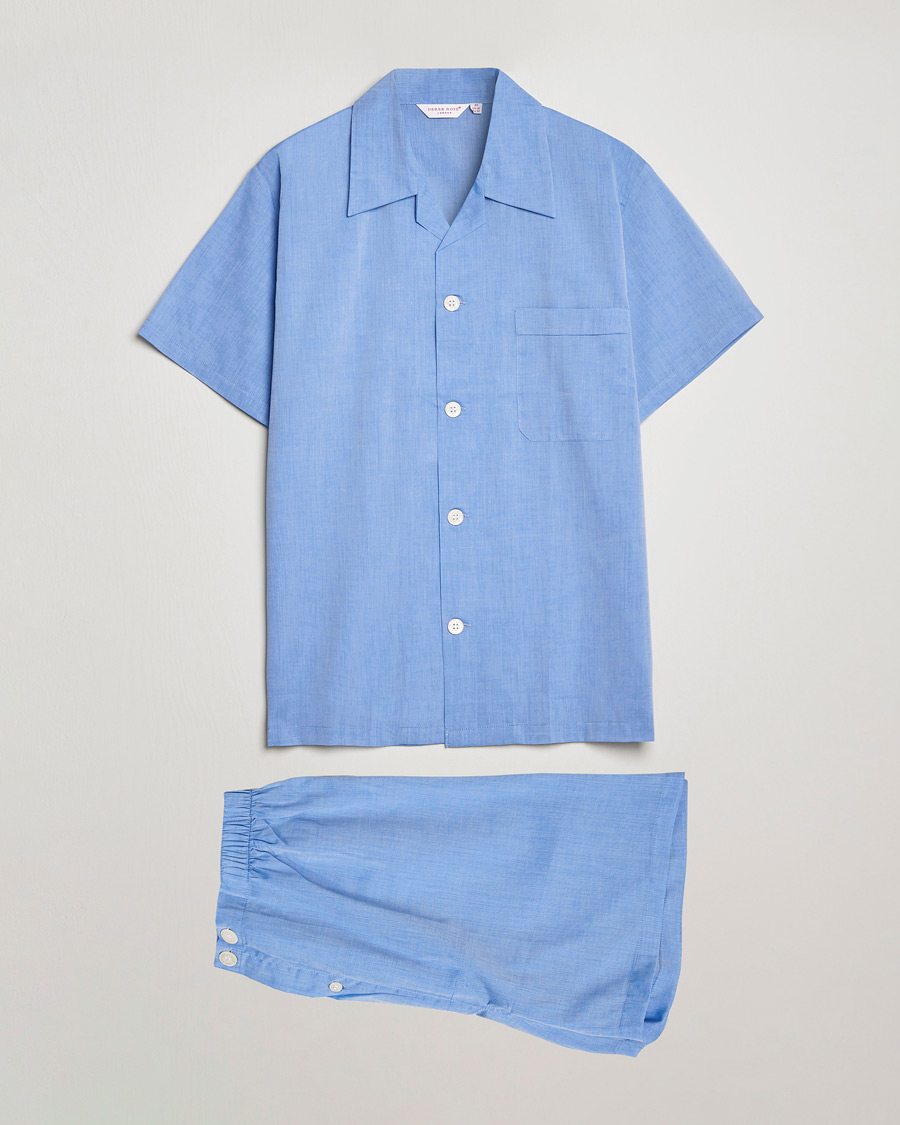 Heren | Pyjama's en gewaden | Derek Rose | Shortie Cotton Pyjama Set Blue