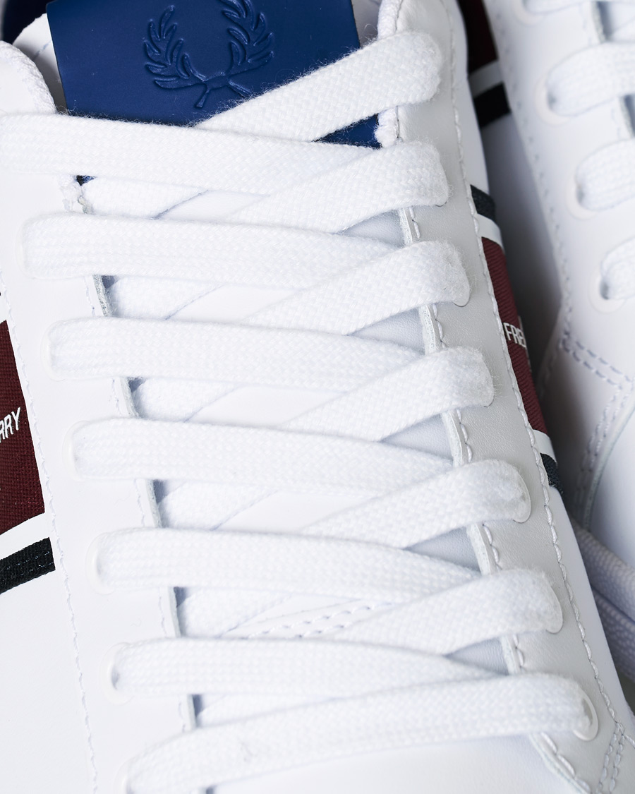 Heren | Fred Perry B721 Leather/Webbing Sneaker White/Navy | Fred Perry | B721 Leather/Webbing Sneaker White/Navy