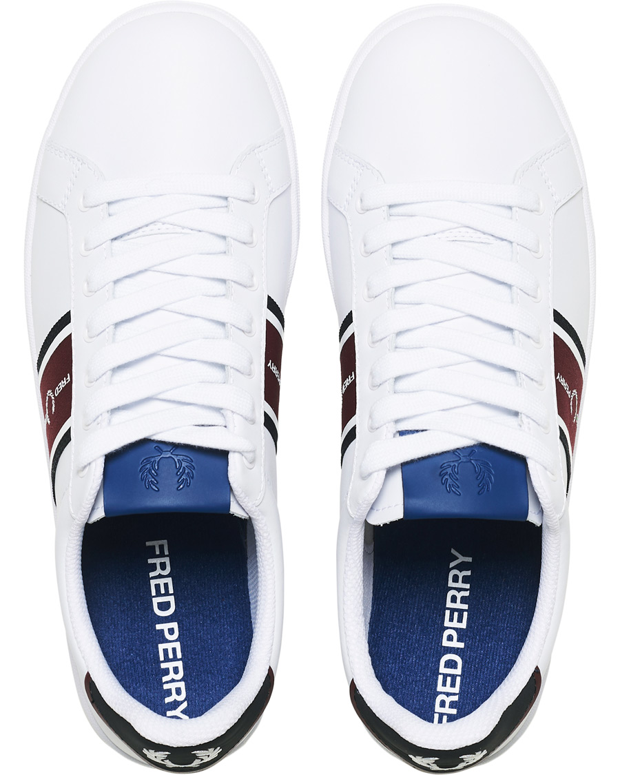 Heren | Fred Perry B721 Leather/Webbing Sneaker White/Navy | Fred Perry | B721 Leather/Webbing Sneaker White/Navy