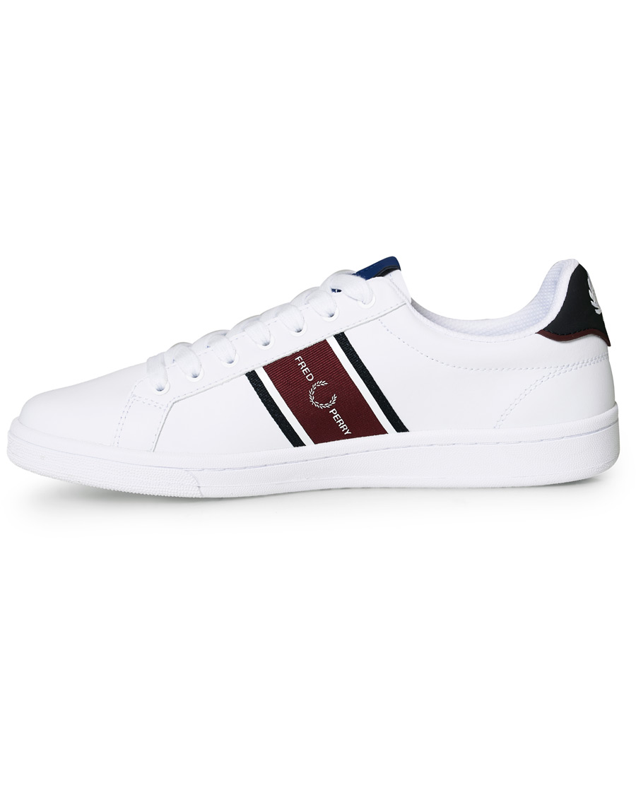 Heren | Fred Perry B721 Leather/Webbing Sneaker White/Navy | Fred Perry | B721 Leather/Webbing Sneaker White/Navy